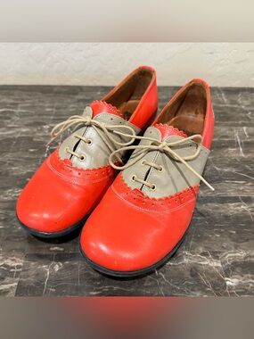 John Fluevog Fellowships Erika Brogued Oxford Leather Saddle Shoes